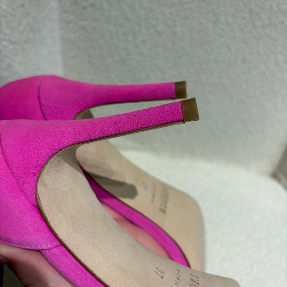 L'AGENCE Gisele III Suede Ankle Strap Sandals Hot Pink Size EU 37 - Picture 8 of 9